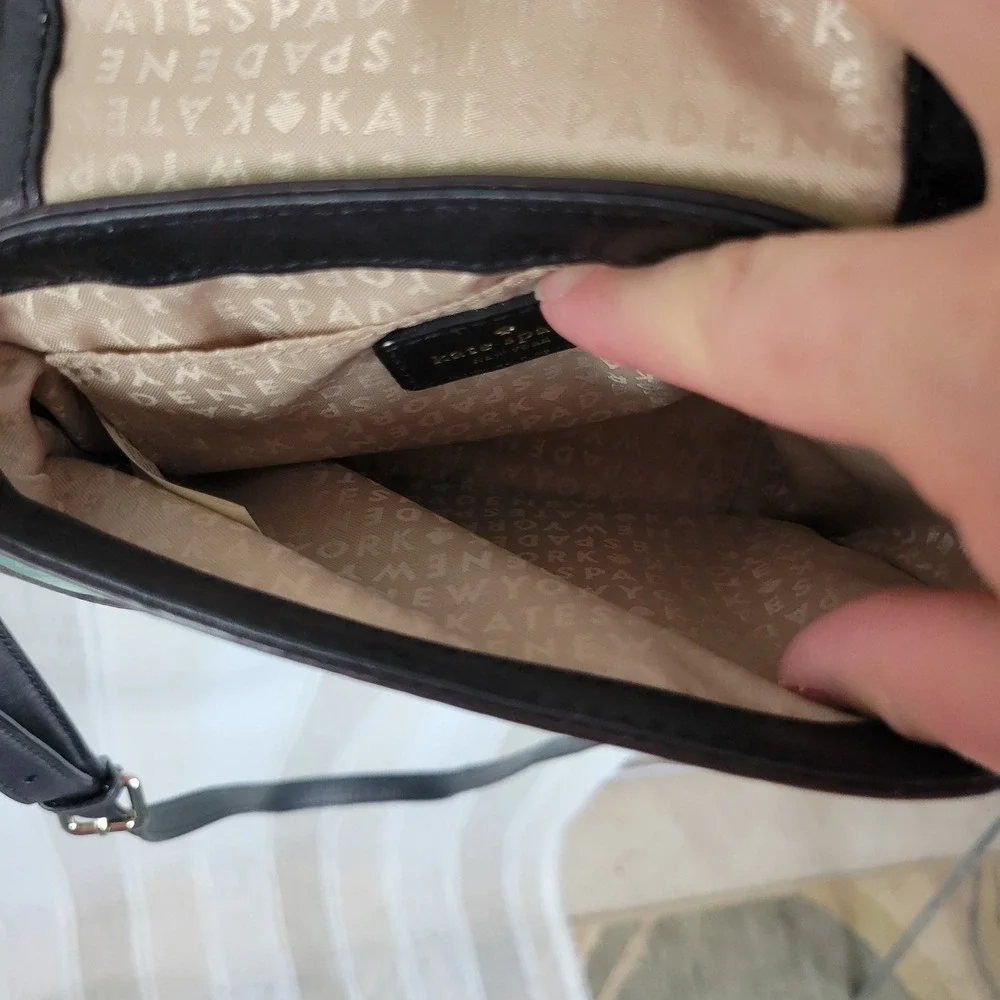 Kate Spade Jade Chelsea Park Crossbody‎ Bag Purse Mint Green Black Leather
